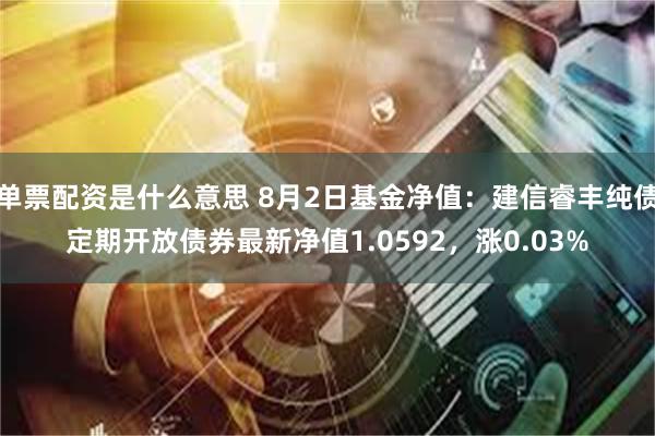单票配资是什么意思 8月2日基金净值：建信睿丰纯债定期开放债券最新净值1.0592，涨0.03%