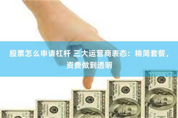 股票怎么申请杠杆 三大运营商表态：精简套餐，资费做到透明
