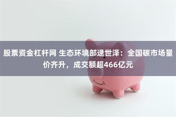 股票资金杠杆网 生态环境部逯世泽：全国碳市场量价齐升，成交额超466亿元