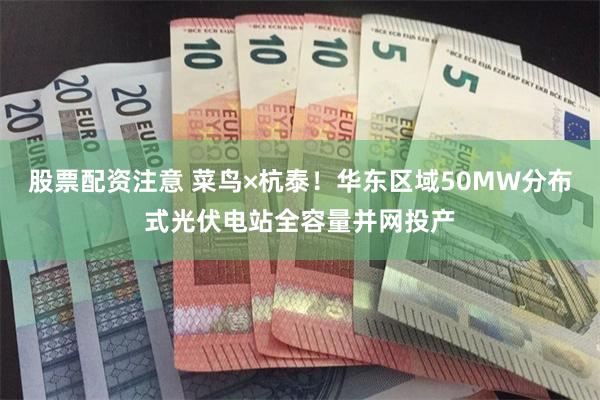股票配资注意 菜鸟×杭泰！华东区域50MW分布式光伏电站全容量并网投产